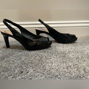 Black Patent leather sling back